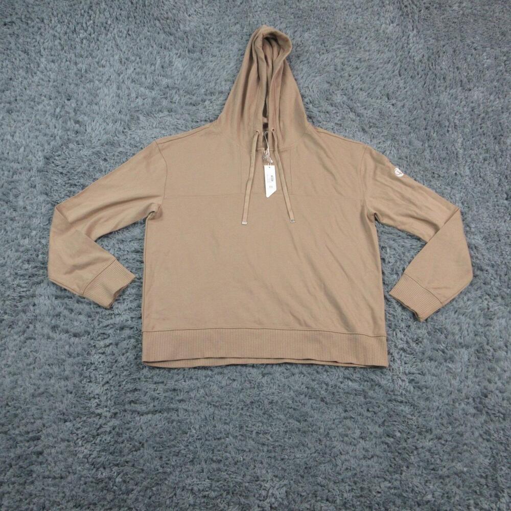 Travis Mathew Hoodie Sweatshirt Mens L Beige Friday Ponte 1/2 Zip Hood NWT